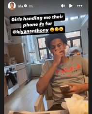 La La asks Kiyan about girls asking for his number at games (Source: Instagram/ Lala)
